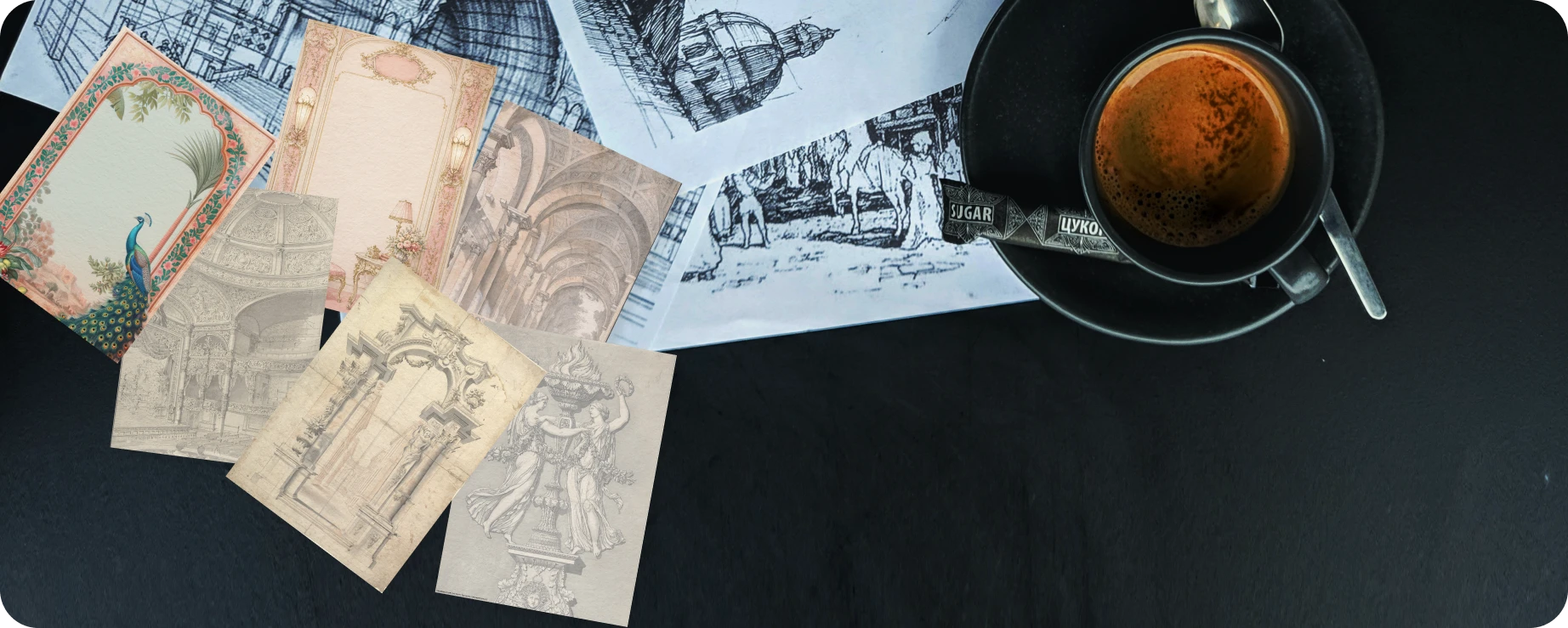 Arches and Domes is a collection of six stationery sets inspired by grand arches, vaulted domes and historic architecture. Elegant sketches and timeless interiors bring the beauty of remarkable spaces to your correspondence.
