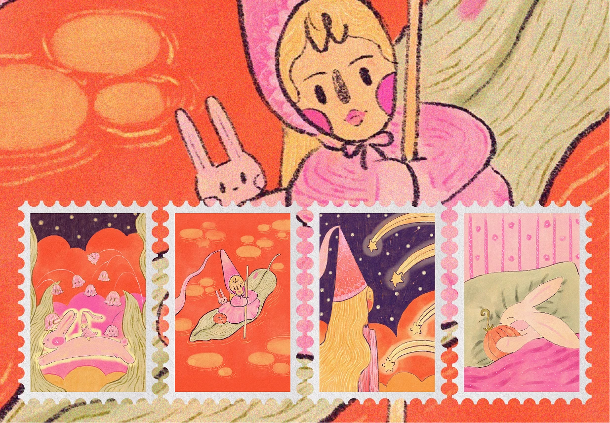 Illustrated by Bunbisquit, this 6-stamp collection follows Princess and Bun, two friends finding freedom from an unforgiving world. A story of resilience, hope, and the quiet power of companionship.