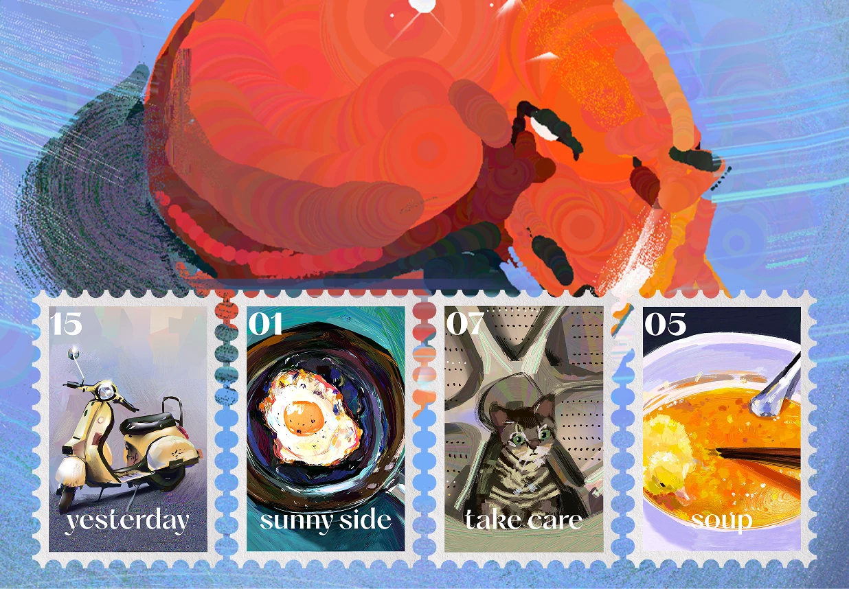 Illustrated by mii_voi (Samira), a talented artist based in Germany, this set of 10 stamps captures her distinctive style with expressive, unique brushstrokes.